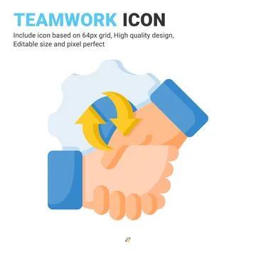 Teamwork icon vector with flat color style isolated on white background イラスト素材