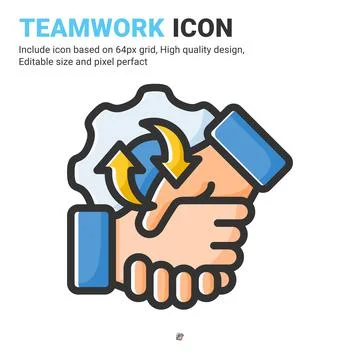 Teamwork icon vector with outline color style isolated on white background イラスト素材