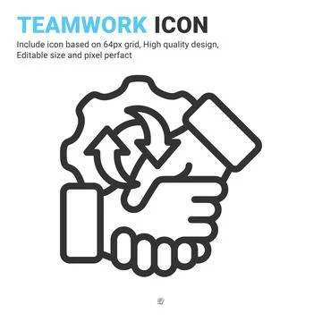 Teamwork icon vector with outline style isolated on white background Stock Illustration