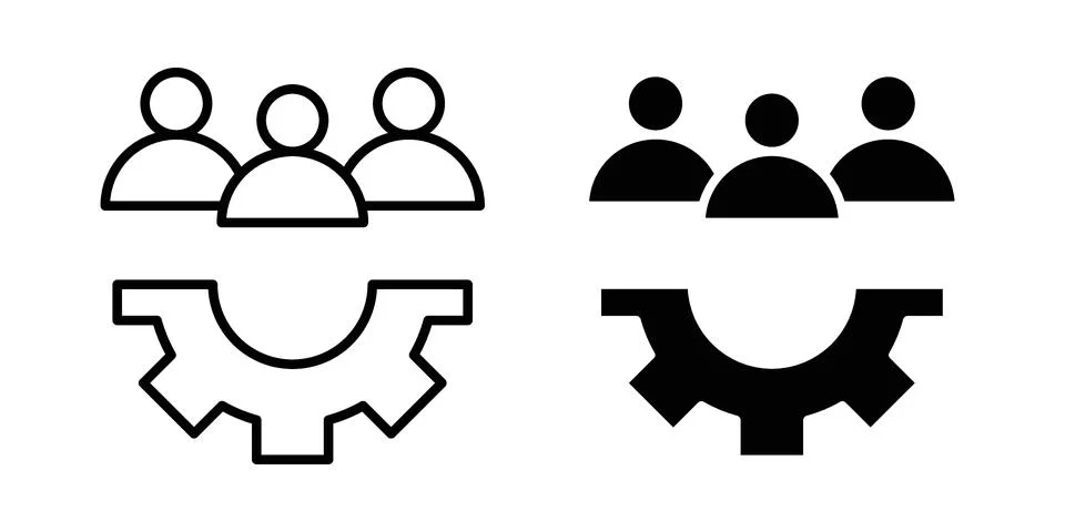 Teamwork icon vectors. Illustrations in black Stock Illustration
