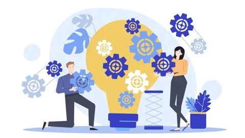 Teamwork with idea and problem solving concept business animated illustration Stock Footage 278635862