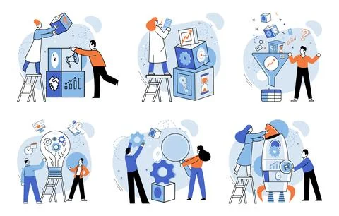 Teamwork. The idea collaboration is at core successful marketing campaigns 스톡 일러스트