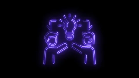 Teamwork idea generation neon concept business collaboration innovation sol.. Stock Footage 345984728
