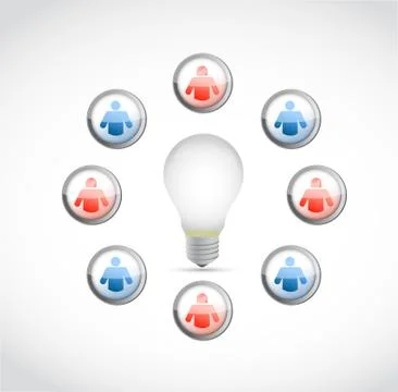 Teamwork idea light bulb illustration network illustration design Stock Illustration