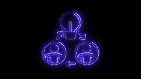Teamwork idea sharing neon animation on black background,collective problem.. Stock Footage 308286714