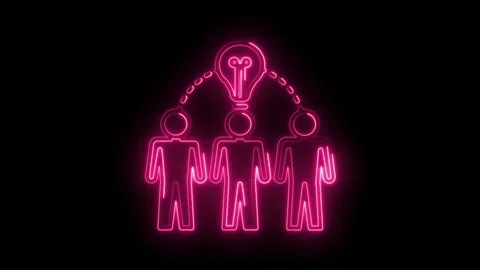 Teamwork idea sharing neon concept collaboration and innovation in business.. 库存影片 315962209