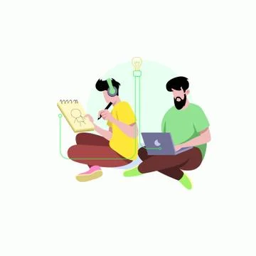 Teamwork illustration, Generating idea together vector concept Stock Illustration