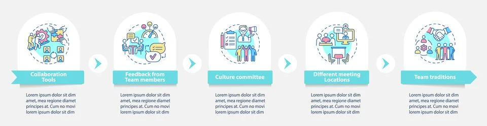 Teamwork improving tips round infographic template 스톡 일러스트