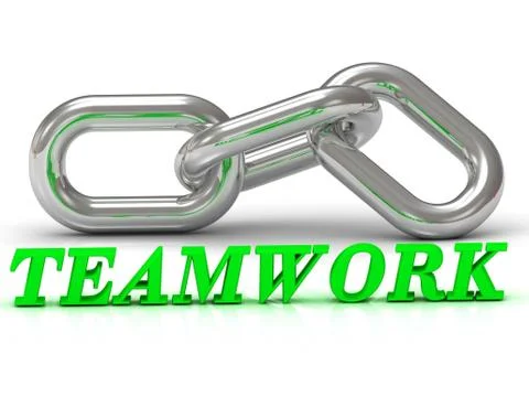 TEAMWORK- inscription of color letters and Silver chain of the section on whi Stock Illustration