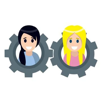 Teamwork. Interaction between people. Relationship between girl and woman イラスト素材