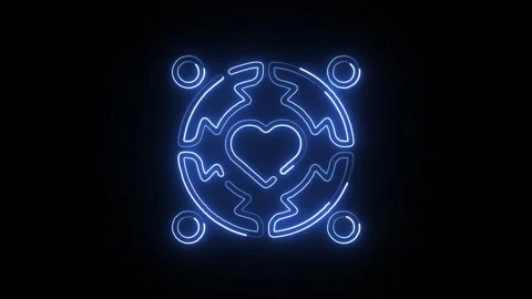 Teamwork Isolated on Black Background Neon Collaboration Success Animation Video stock 328106002