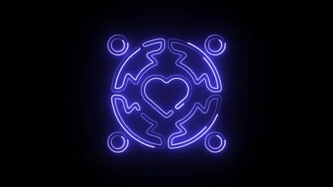 Teamwork Isolated on Black Background Neon Collaboration Success Animation Video stock 328106014