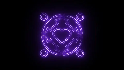 Teamwork Isolated on Black Background Neon Collaboration Success Animation Stock Footage 328106022