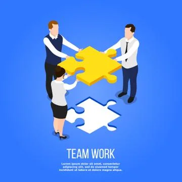 Teamwork Isometric Puzzle Concept Stockillustratie