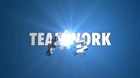 Teamwork - jigsaw pieces assembling to form word Video stock 41262253