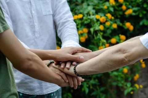 Teamwork Join Hands Support Together Concept Stock Photos