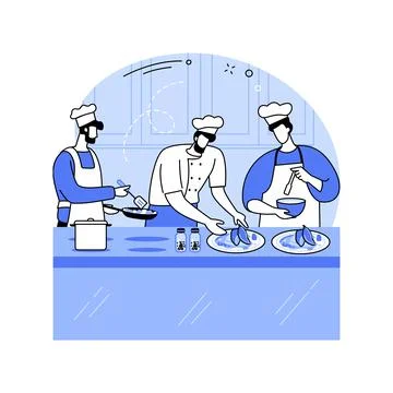 Teamwork in the kitchen isolated cartoon vector illustrations. Stock Illustration