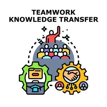 Teamwork knowledge transfer process concept illustration 库存插图