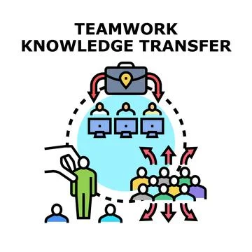 Teamwork knowledge transferring and collaborative skill development Stock Illustration