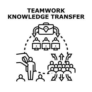 Teamwork knowledge transferring and collaborative skill development Stock Illustration