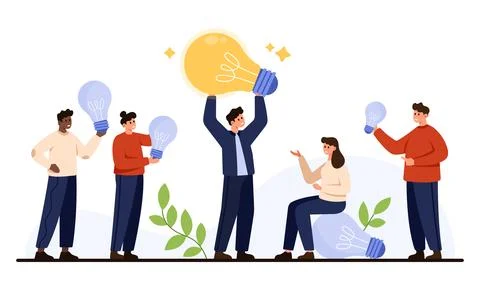 Teamwork Leader Sharing Bright Idea Concept Stock Illustration