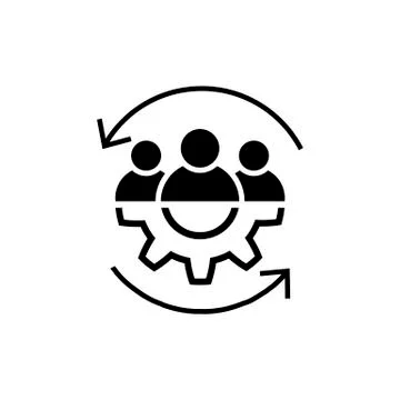 Teamwork line icon in flat style Leadership symbol Stock Illustration