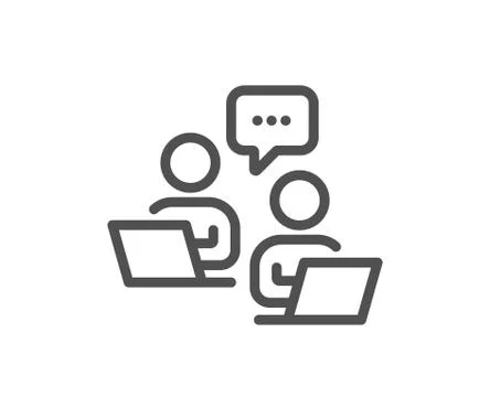 Teamwork line icon. Remote office sign. Vector Stock Illustration
