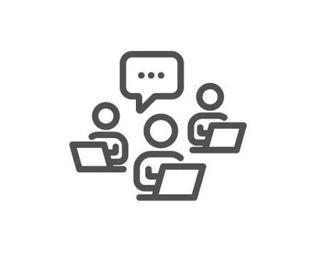 Teamwork line icon. Remote office sign. Vector Stock Illustration