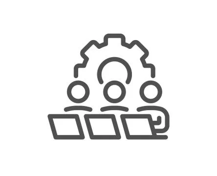 Teamwork line icon. Remote office sign. Vector Stock Illustration
