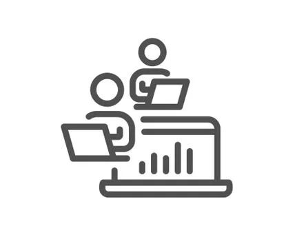 Teamwork line icon. Remote office sign. Vector Stock Illustration