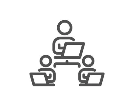 Teamwork line icon. Remote office sign. Vector Stock Illustration