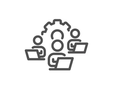 Teamwork line icon. Remote office sign. Vector Stock Illustration