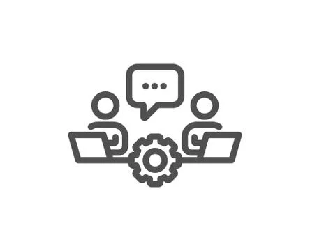 Teamwork line icon. Remote office sign. Vector Illustrazione stock