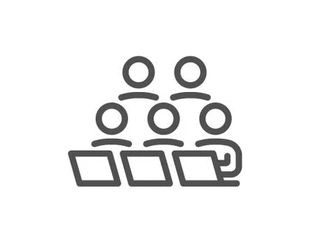 Teamwork line icon. Remote office sign. Vector Illustrazione stock