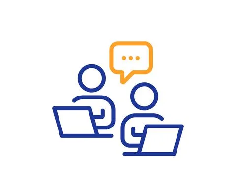 Teamwork line icon. Remote office sign. Vector Stock Illustration