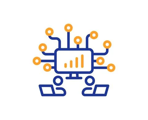 Teamwork line icon. Remote office sign. Vector Stock Illustration