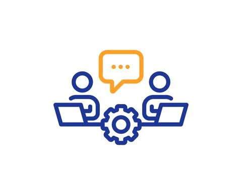 Teamwork line icon. Remote office sign. Vector Stock Illustration