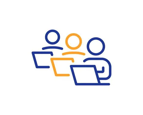 Teamwork line icon. Remote office sign. Vector Illustrazione stock