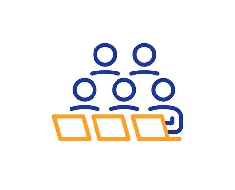 Teamwork line icon. Remote office sign. Vector Stock Illustration