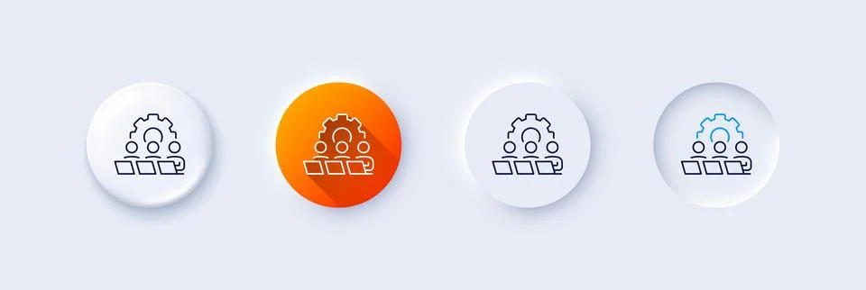 Teamwork line icon. Remote office sign. Line icons. Vector 스톡 일러스트