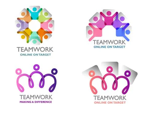 Teamwork logo in 4 variants. Stock Illustration