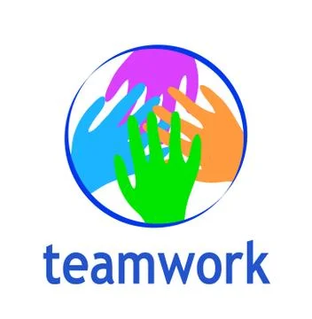 Teamwork Logo abstract two Hands helping. Circle design vector template. Frie Stock Illustration