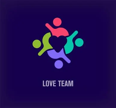 Teamwork logo from creative heart. Illustrazione stock