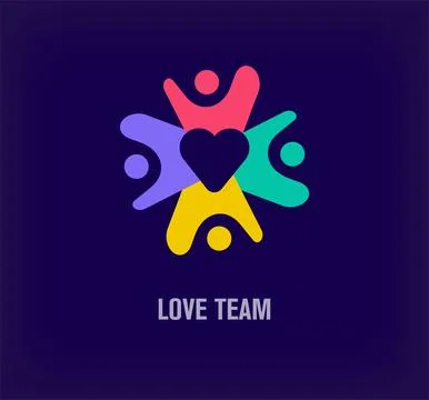 Teamwork logo from creative heart. Stock Illustration