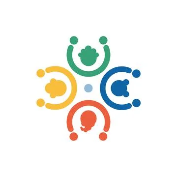 Teamwork logo forms colorful people symbol in circle shape Stock Illustration