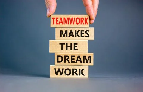 Teamwork makes dream work symbol. Concept words Teamwork makes the dream work Stock Photos