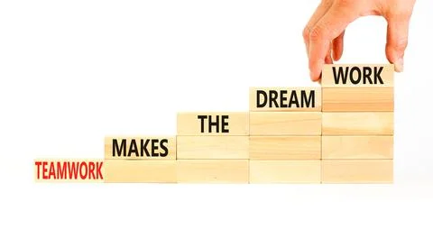 Teamwork makes dream work symbol. Concept words Teamwork makes the dream work Stock Photos