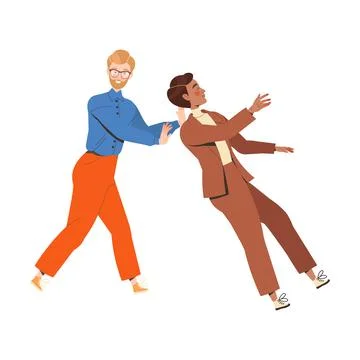 Teamwork with Man Employee Supporting Falling Colleague Engaged in Successful Stock Illustration