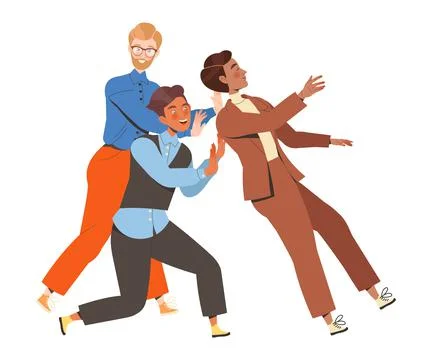 Teamwork with Man Employee Supporting Falling Colleague Engaged in Successful Stock Illustration