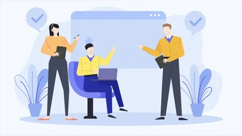 Teamwork in meeting and discussion to solve the problem illustration business Stock Footage 282942741